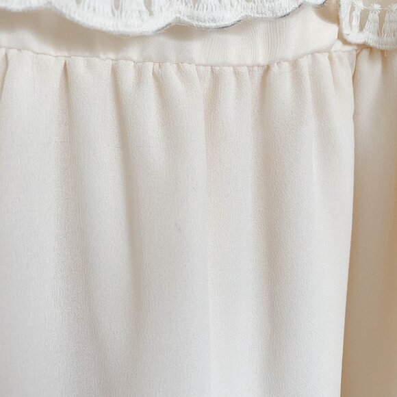 Kensie Mini Dress Womens Size Medium Mesh Overlay Cream Embroidered Lacey Flower - Picture 10 of 13